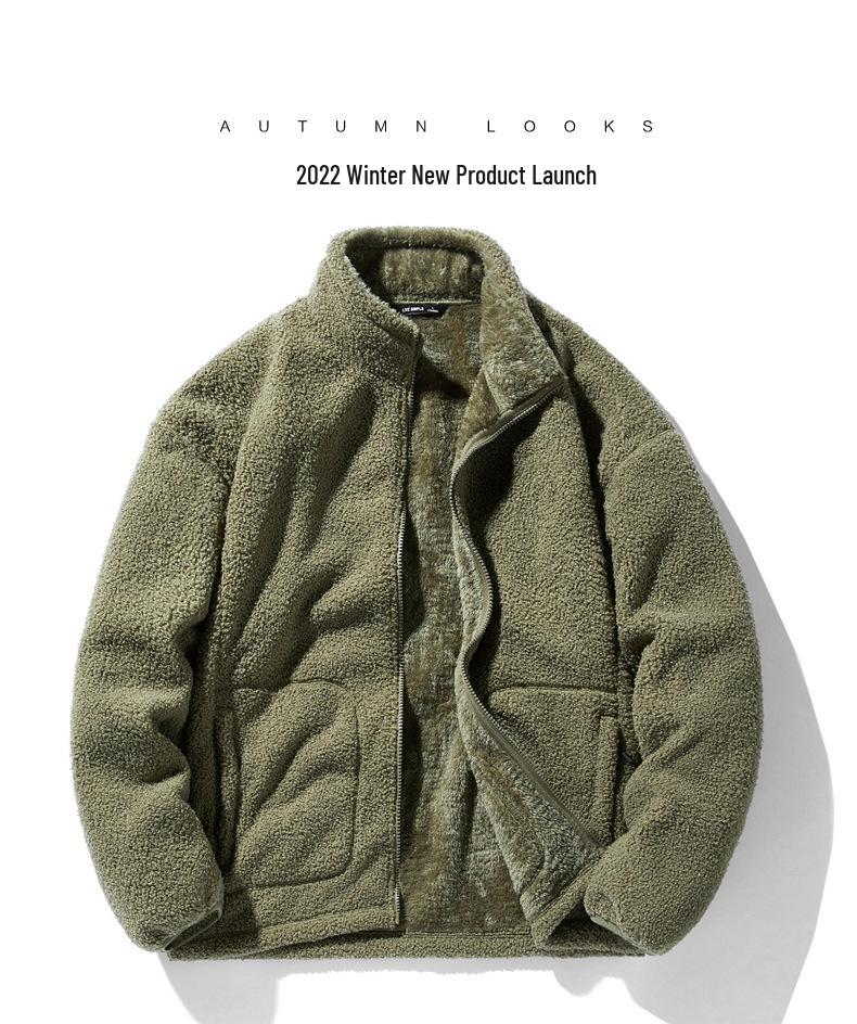 Men's Autumn/Winter Teddy Fleece Jacket - Stand Collar, Loose Fit, Thick, Warm Hoodie