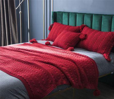 Ins Knitted Woolen Blanket Simple Shawl Casual Take Towel Model Room Pillow Pillowcase Cover Blanket