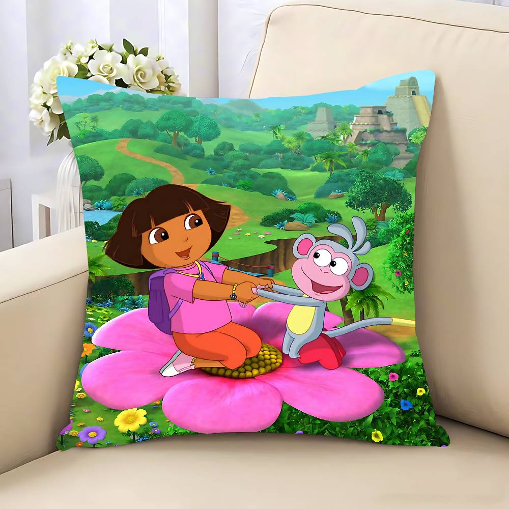 Klassische Animation Dora die Entdeckerin Kissenbezug Abnehmbar Waschbar Kissenbezug – Ganzjährig Weiches Leinen