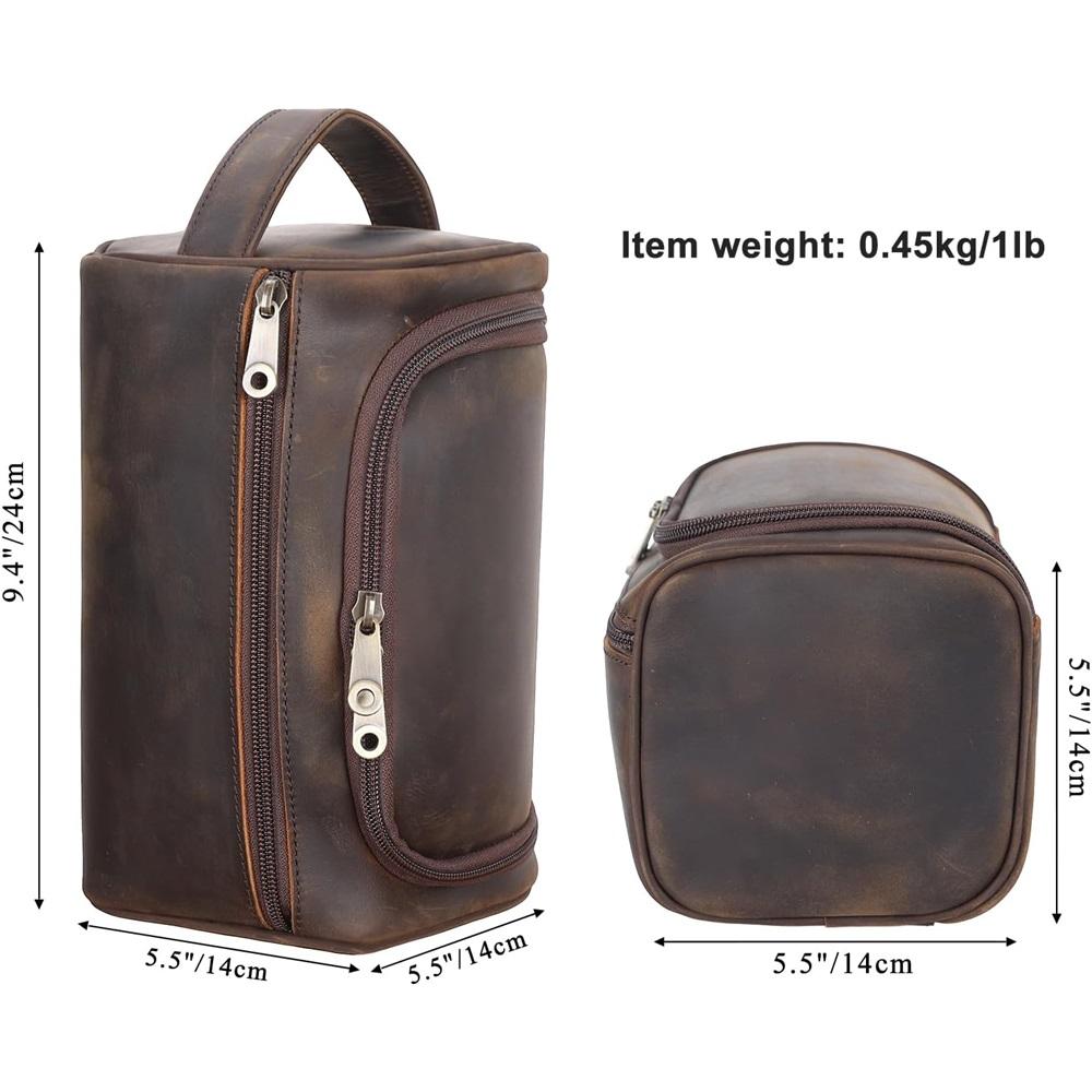 Men's Leather Hanging Toiletry Bag, Travel Shaving Kit, Portable Cosmetics Storage Bag, Toiletry Case