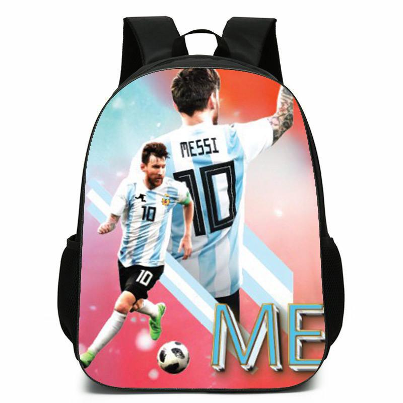 Football Messi Anime Cartoon Character Student Backpack For Kids Schooling
