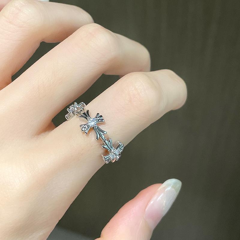 Niche Design Simple Double-Layer Cross Ring Women'S Tide Fashion Personality Adjustable Index Finger Ring