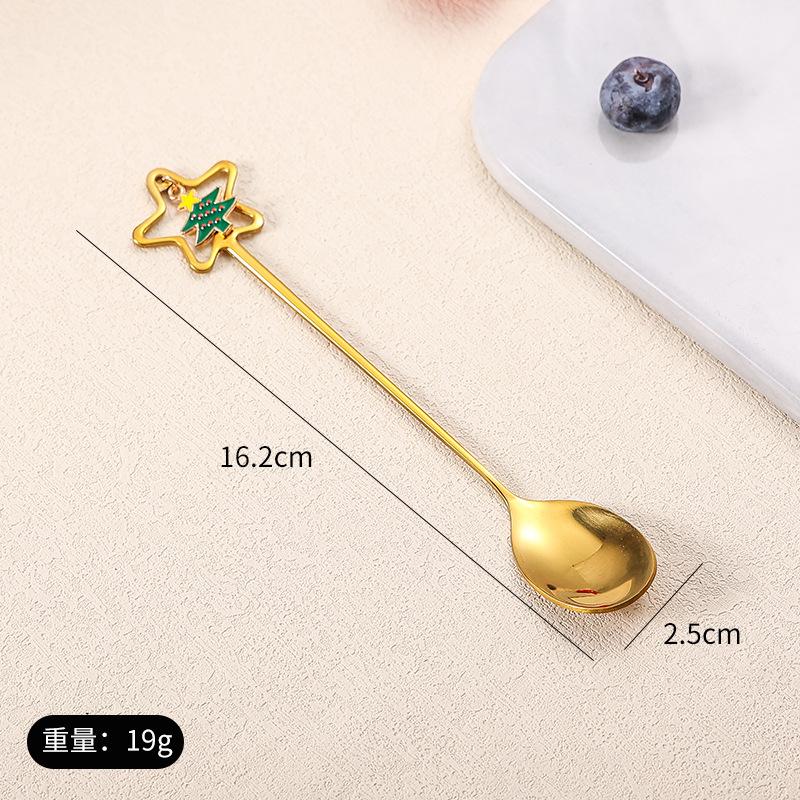 Stainless Steel Spoon Fork Cutlery Set Cute Christmas Pendant Dessert Spoon Coffee Stirrer Spoon Hand Accessory Cuchara Pequeña