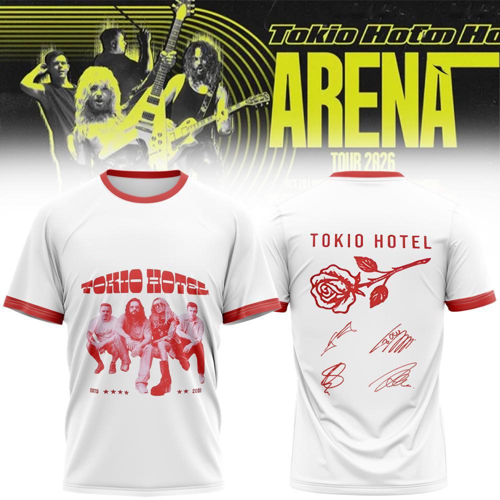Unisex tričko Ringer Tokio Hotel Portrét kapely Grafické trička Bílé Červený lem Kulatý výstřih Krátký rukáv Vintage Rocková hudba Neformální topy