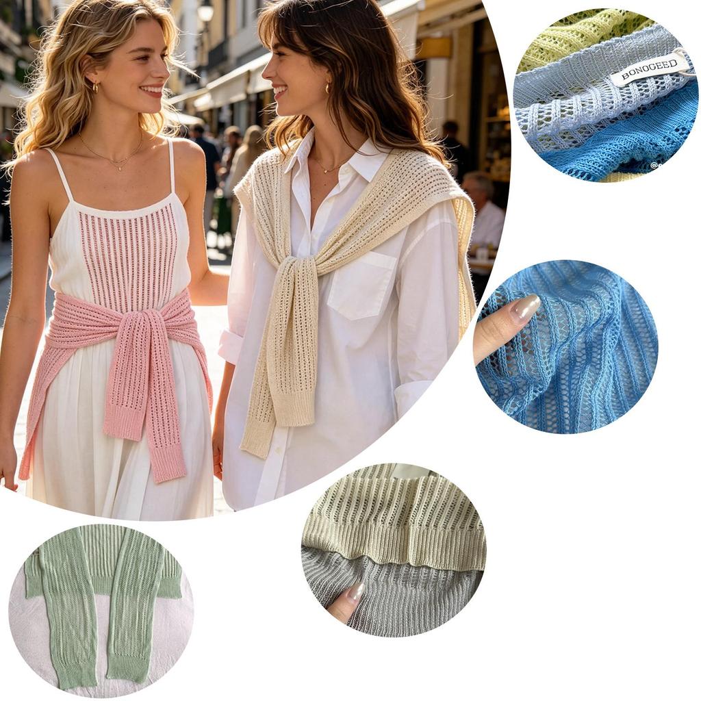 Knitted Hollow Out Shawl, Lightweight Breathable Neck Scarf Wrap for Women
