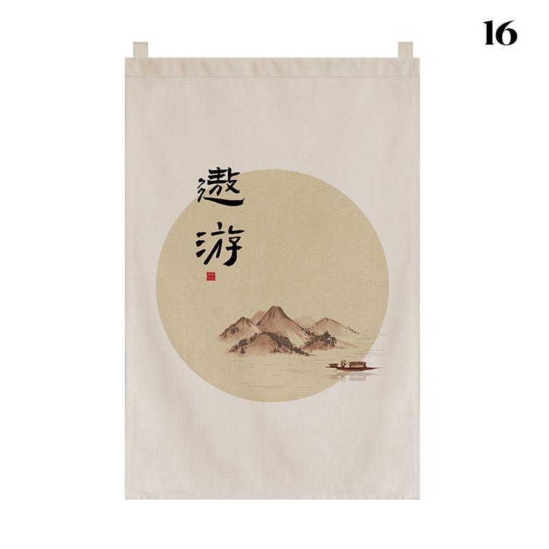 Chinese Style Short Door Curtain Drapes Kitchen Partition Restaurant Tea House Hanging Curtain Pennant Izakaya Decor Shop Sign