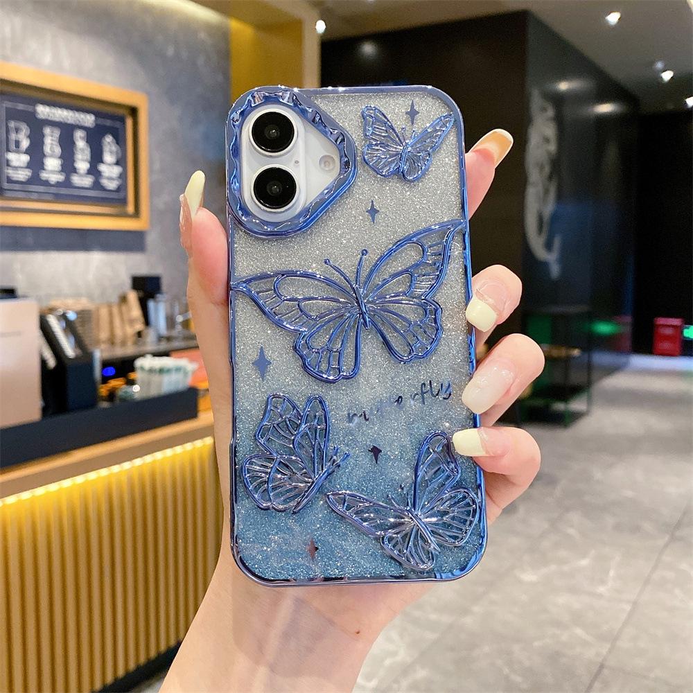 Electroplated 3D Butterfly Gradient Glitter Drop-Proof Case for iPhone 17 Pro Max