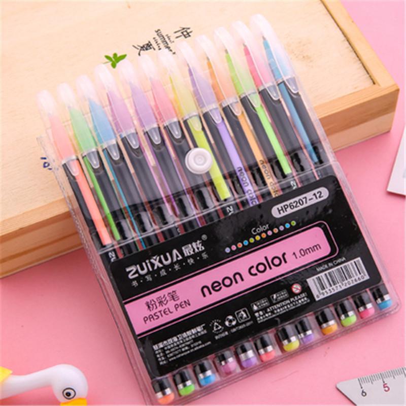 Sparkly Glitter Gel Highlighter Pen Set for Students: 12/48/60 Colors