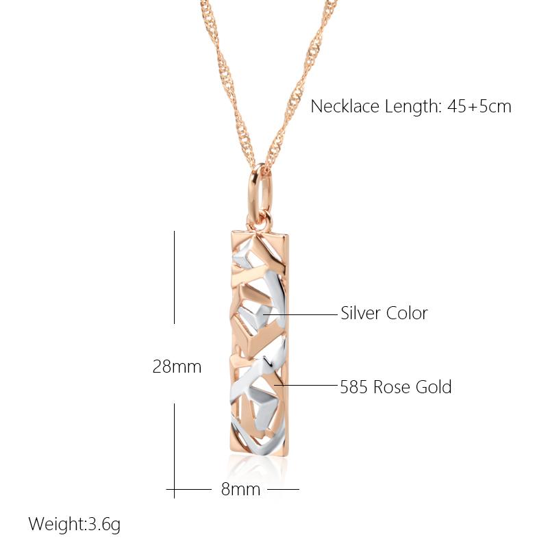 Neue Mode Quadratischer Breiter Anhänger Halskette Für Frauen Roségold Farbmischung Boho Lange Halskette Ethnisch Retro Schmuck