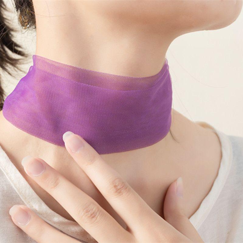 Шелковые шарфы Женские на магнитной кнопке Однотонные шелковые шарфы Летний солнцезащитный шарф-консилер Защита шеи Модные универсальные аксессуары 5*40CM