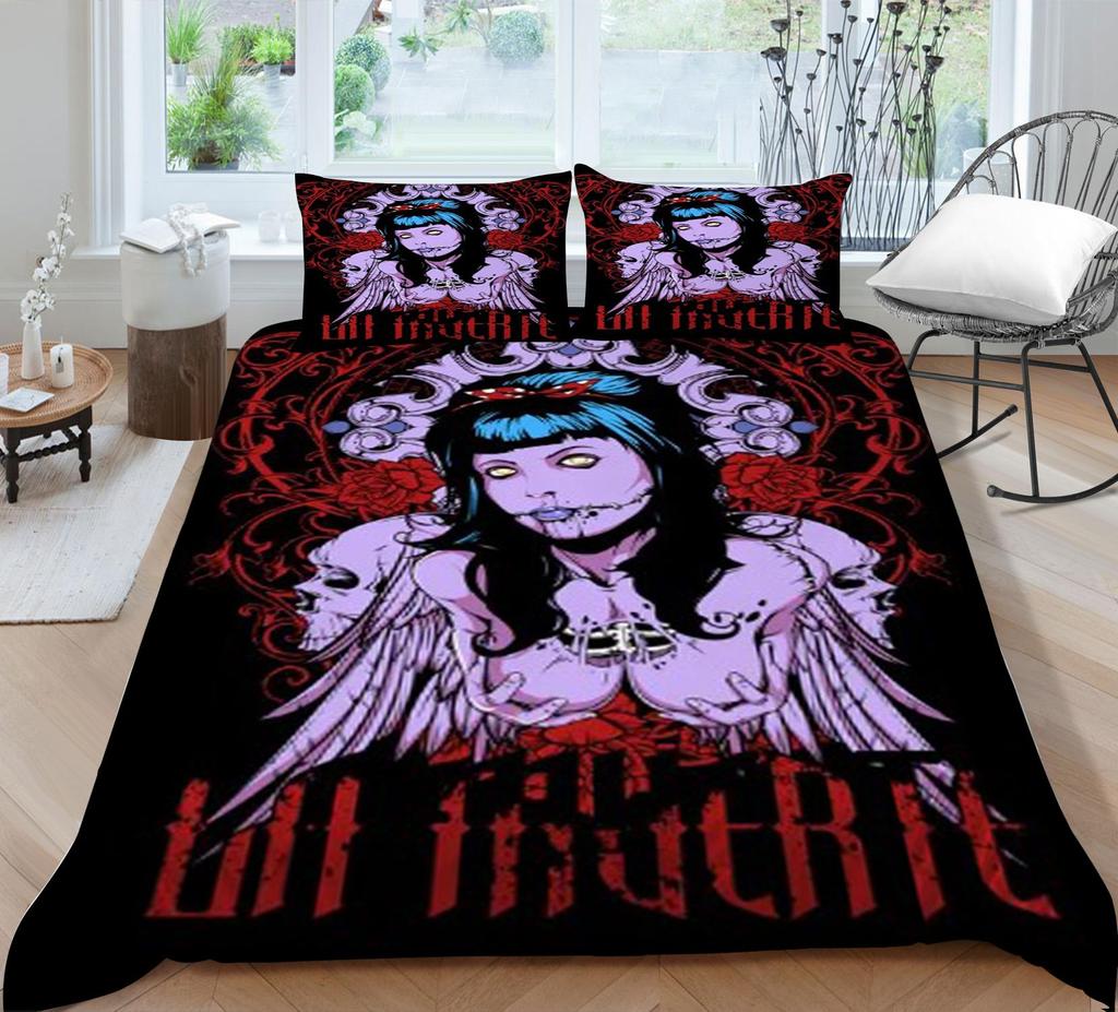 Dziecięca czaszka poszewka na kołdrę domowa z poszewką na poduszkę poszewka na pościel z nadrukiem skrzydła komplet z poszewką na poduszkę klasyczna poszewka na kołdrę