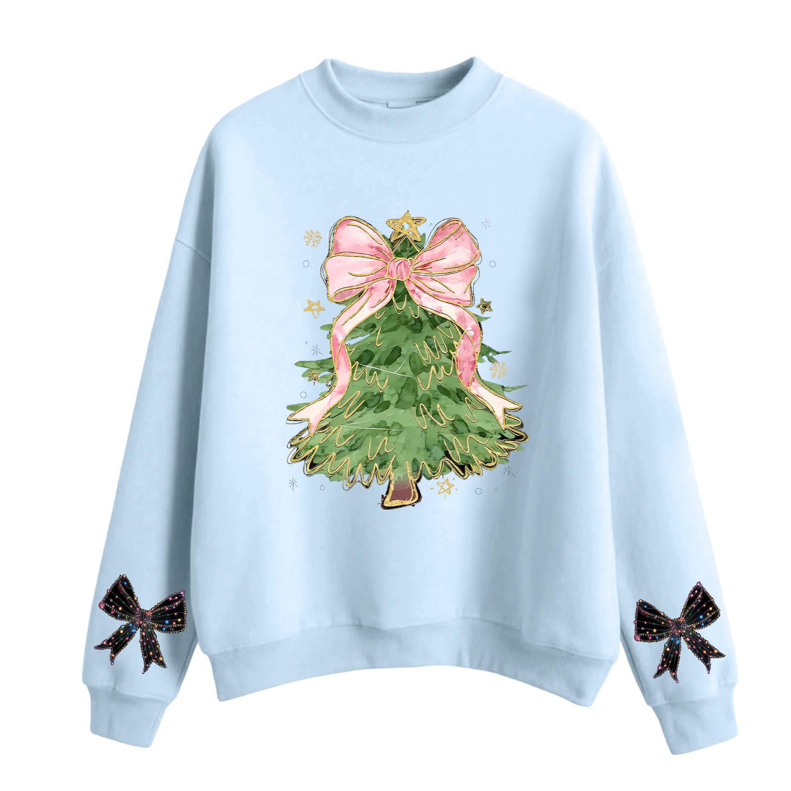 

Женский модный повседневный свитшот с круглым вырезом и длинными рукавами с рождественским принтом XL