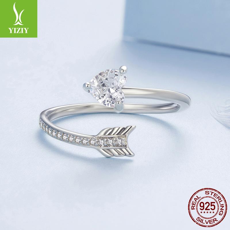 925 Silver Internet Celebrities Ins An Arrow Through The Heart Open Ring Fashion Personality Ring Women'S High-End Light Luxury