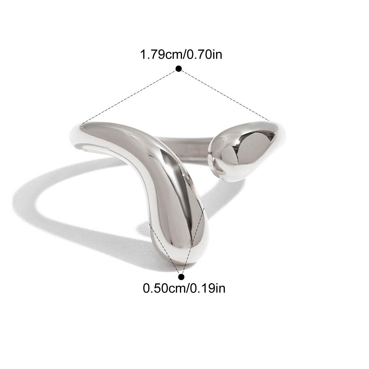 Yori Chic Polished Teardrop-Shaped Adjustable Open Ring PVD Water Resistant Metal Attractive Chic Jewelry Women