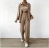 2025 Women's Solid Color Two-Piece Set: Loose Top and Wide-Leg Pants for Spring/Summer