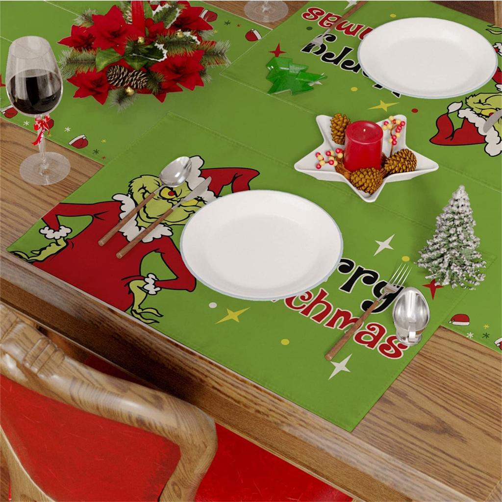 Christmas Series Table Flags Placemat Sets Cross Border New Christmas Green Shirt Placemats
