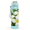 1PC White Plumeria Flower Bloom 750ml Color Plastic Sports Water Bottle Leakproof Flip Straw Lid For Sports Office Home Use