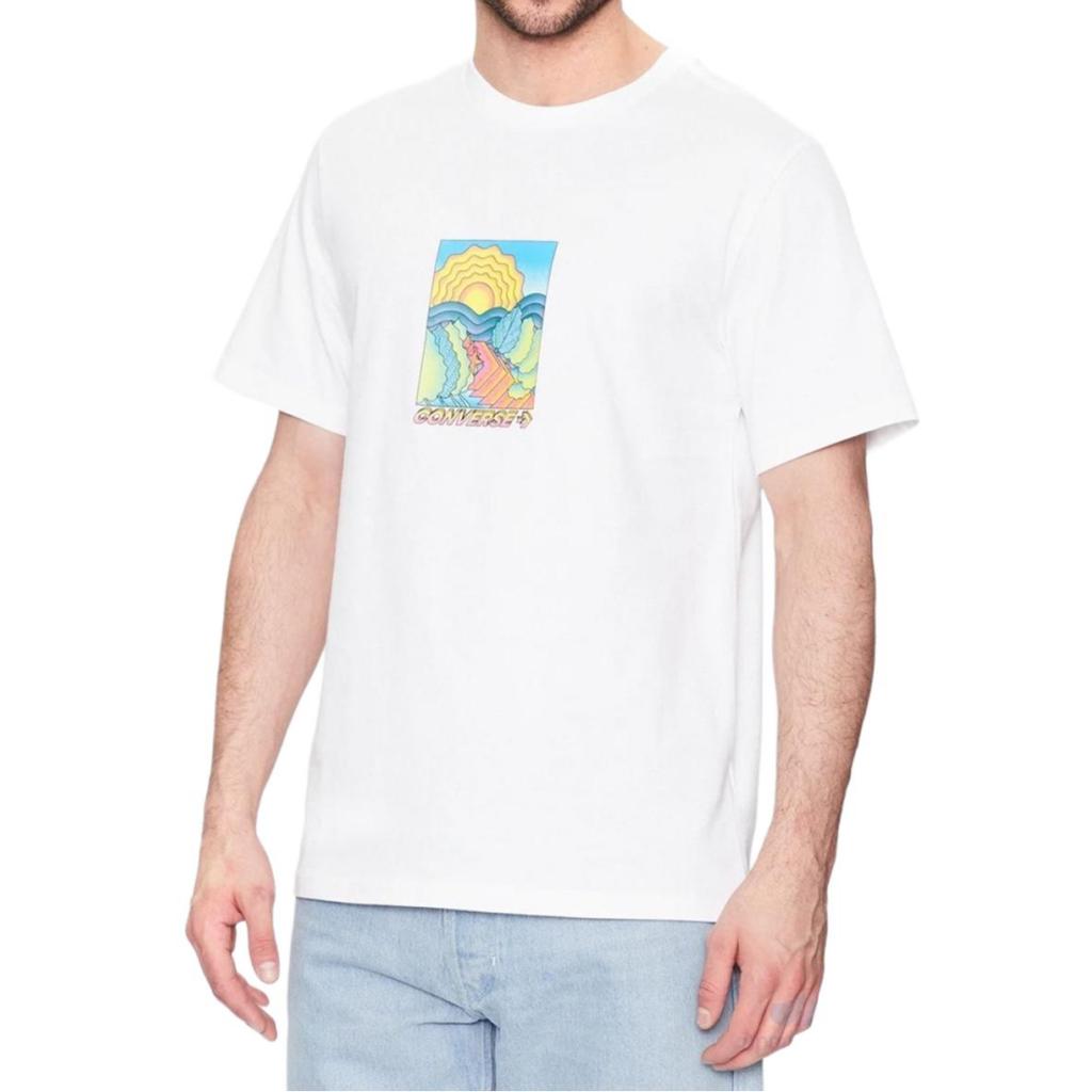 Converse T Shirts Men's White Crew Neck Moderate 10024590-A03