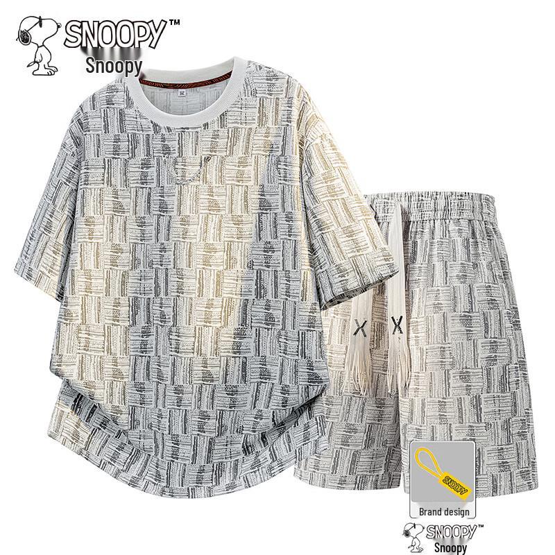 Snoopy Men s Summer Casual Sport Two-Piece Set 4XL