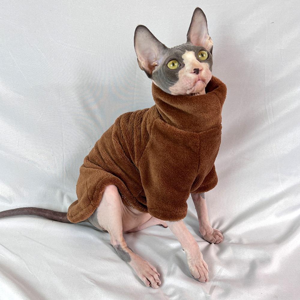 

Warm Warm Cat Sweatshirts Thicken Dog Pullover Shirt Hairless Cat Sweater For Autumn Winter XS кавовий