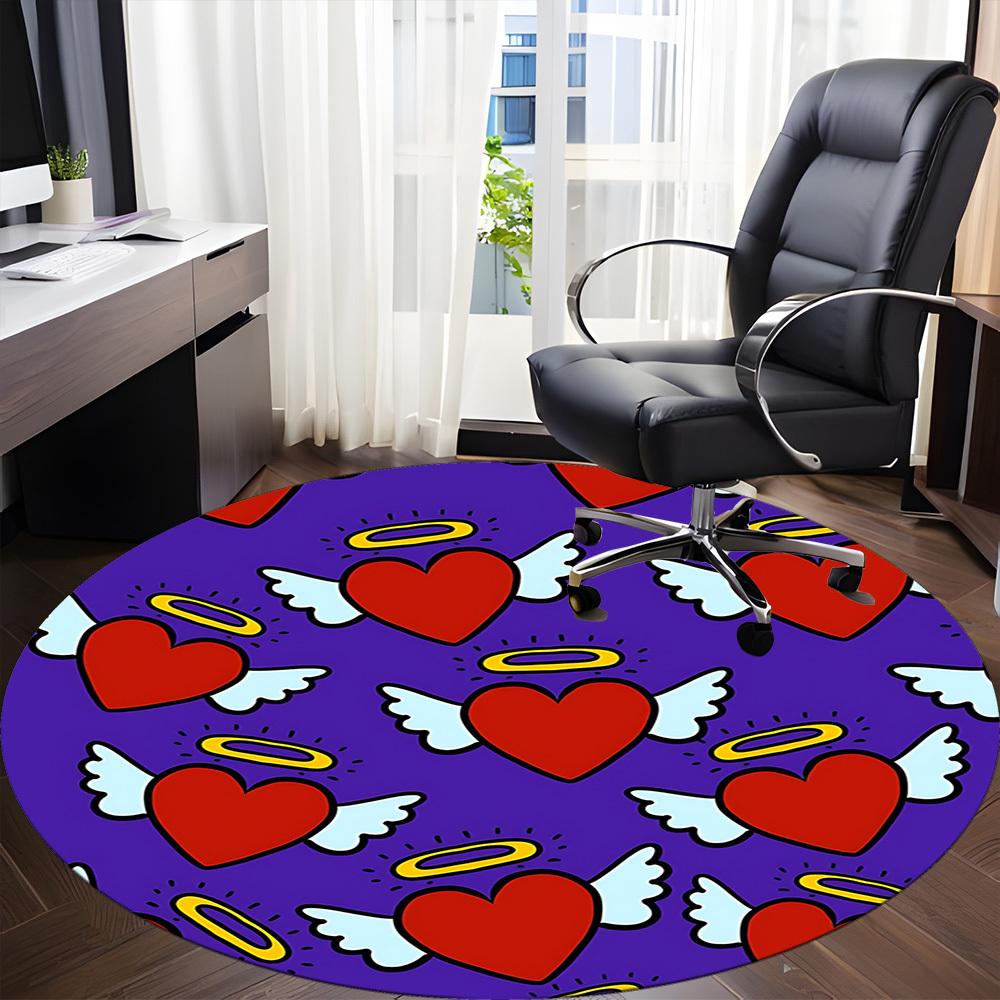 1pc Heart Wings Purple Background Chair Carpet for Office, Non-slip, Soft and Durable Office Rug for Interior Decoration, Perfect for Office