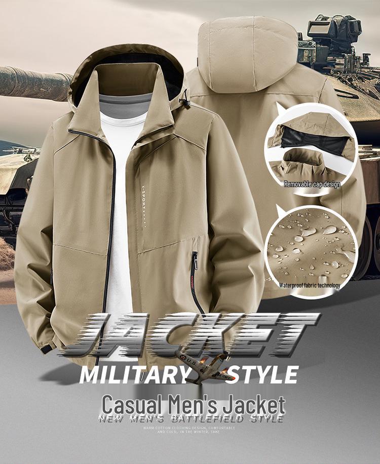 Men's Casual Hooded Windbreaker Jacket - Breathable, Loose Fit, Plus Size, for Spring and Autumn