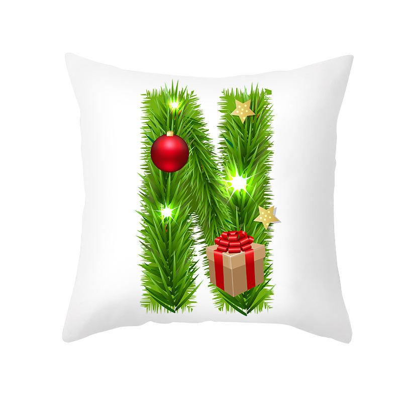 Christmas Pillow Cover Cartoon Green Letter Series Office Pillow Cover Printed Cushion Cover Cross-border