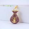 Elegante Portachiavi Pendente Sacchetto Portafortuna in Cristallo con Diamanti Incastonati - Accessorio e Regalo da Donna