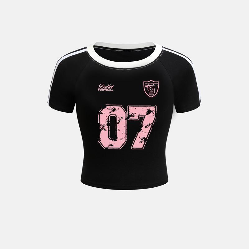 

Women s Retro Three Stripes Patchwork Short Sleeve Sporty T-shirt Large