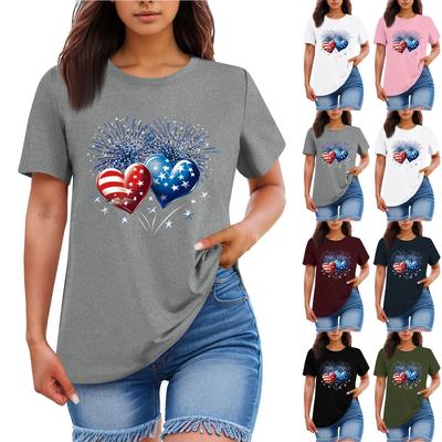 Women's Fashion Casual Printed Round Neck Short Sleeved T-Shirt Top T-Shirt Top Top