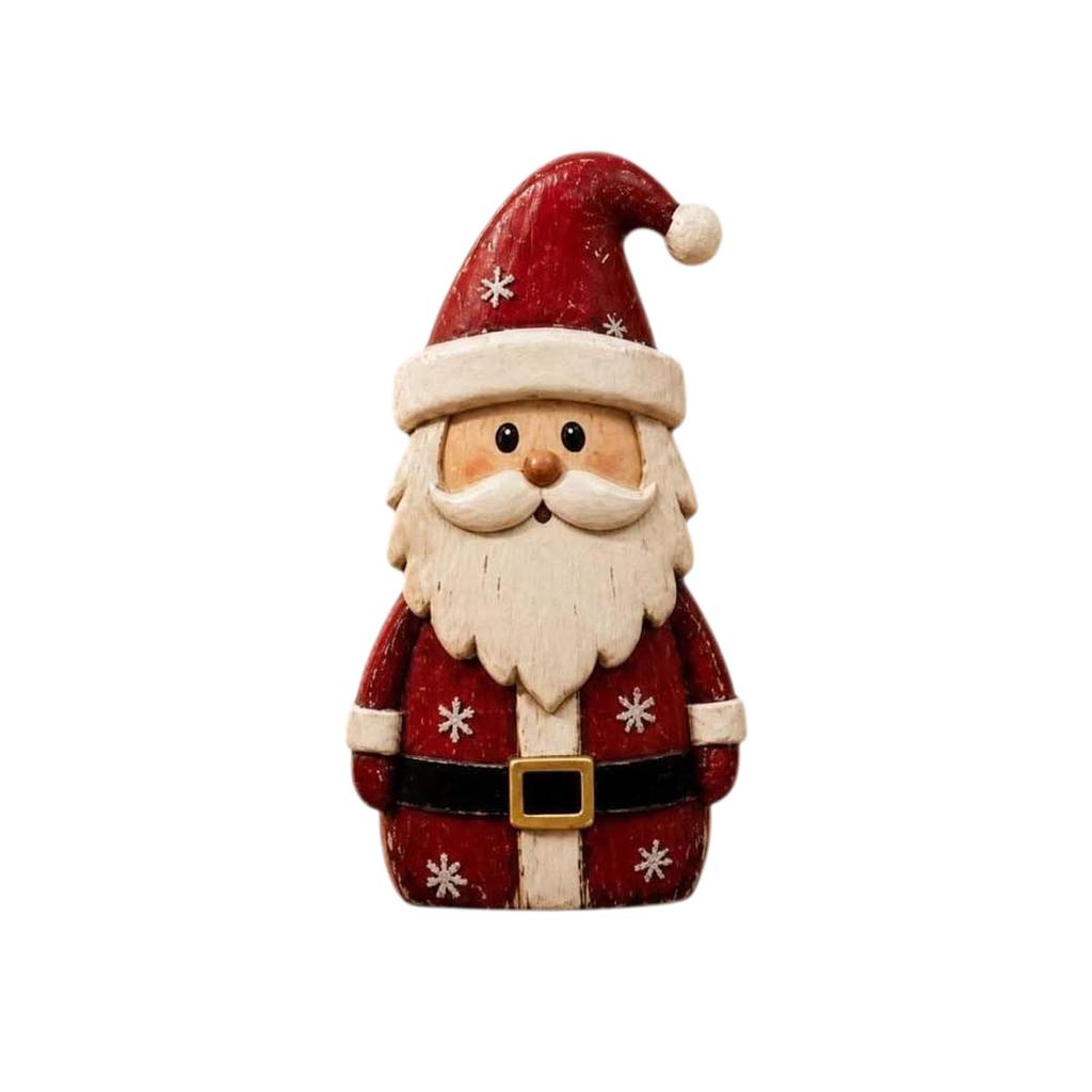 3-Piece Vintage Christmas Wooden Ornament Set Santa Reindeer Cat Festive Tabletop Decor