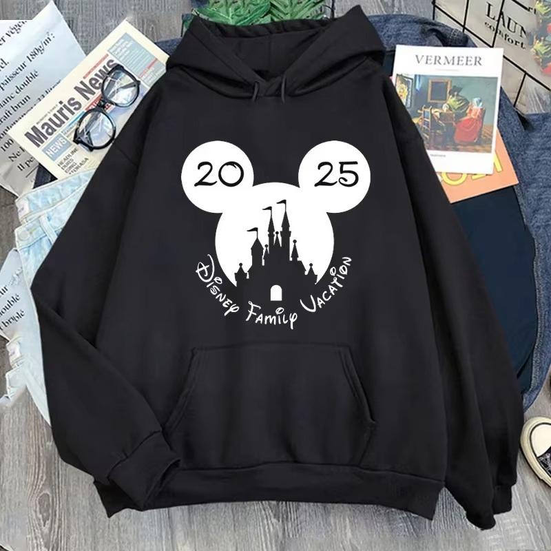 Disney 2025 Trip Printed Hoodies Fashion Female Casual Clothing Long Sleeve White Pullover Kawaii Cartoon Graphic Sweatshirt