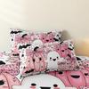3Pcs Coquette Pink Bow Pumpkin Ghost Print Duvet Cover Set, Polka Dot Bow Pumpkin Bat Spider Web Ghost Print Halloween Bedding