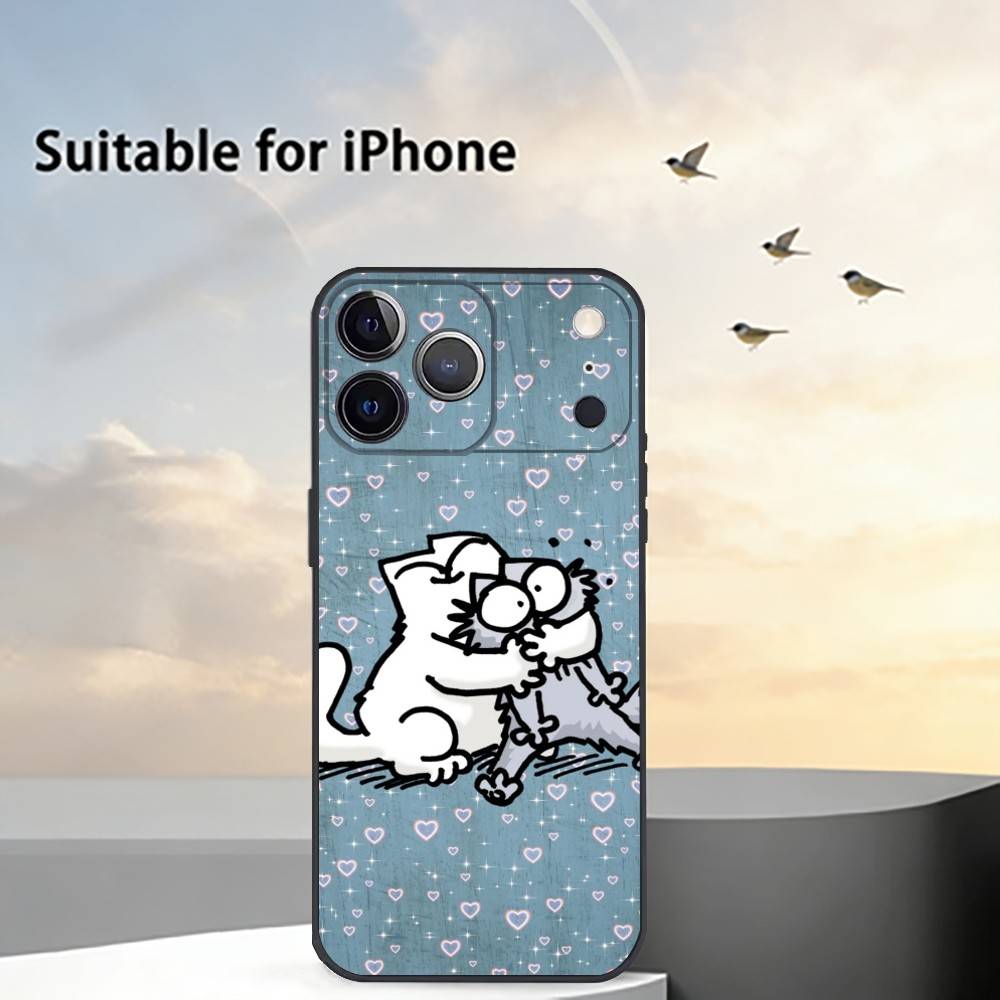 S-Simons And C-Cats Phone Case For iPhone 17,16,15,14,13,12,11 Plus,Pro Max,XS,Soft Silicone Black Cover iPhone12PROMAX