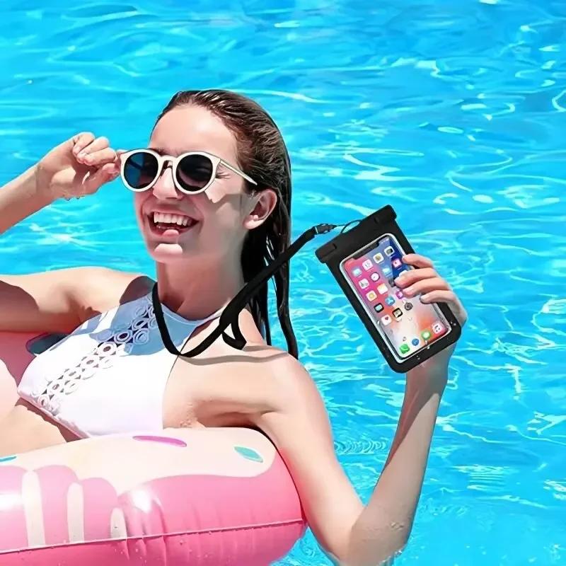 Floating Waterproof Swimming Bag Phone Case & Strap For iPhone 11 12 13 14 15 Pro Max Samsung S23 S22 Xiaomi Huawei Cover
