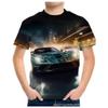 Summer Round Neck 3D Racing Series Printed Top Fashionable Casual Short Sleeved Children's Boy T-shirts