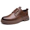 2024 Men's Handmade Casual Leather Shoes - Retro Stitching, Wear-Resistant, Lace-Up Design for Spring & Autumn Workwear