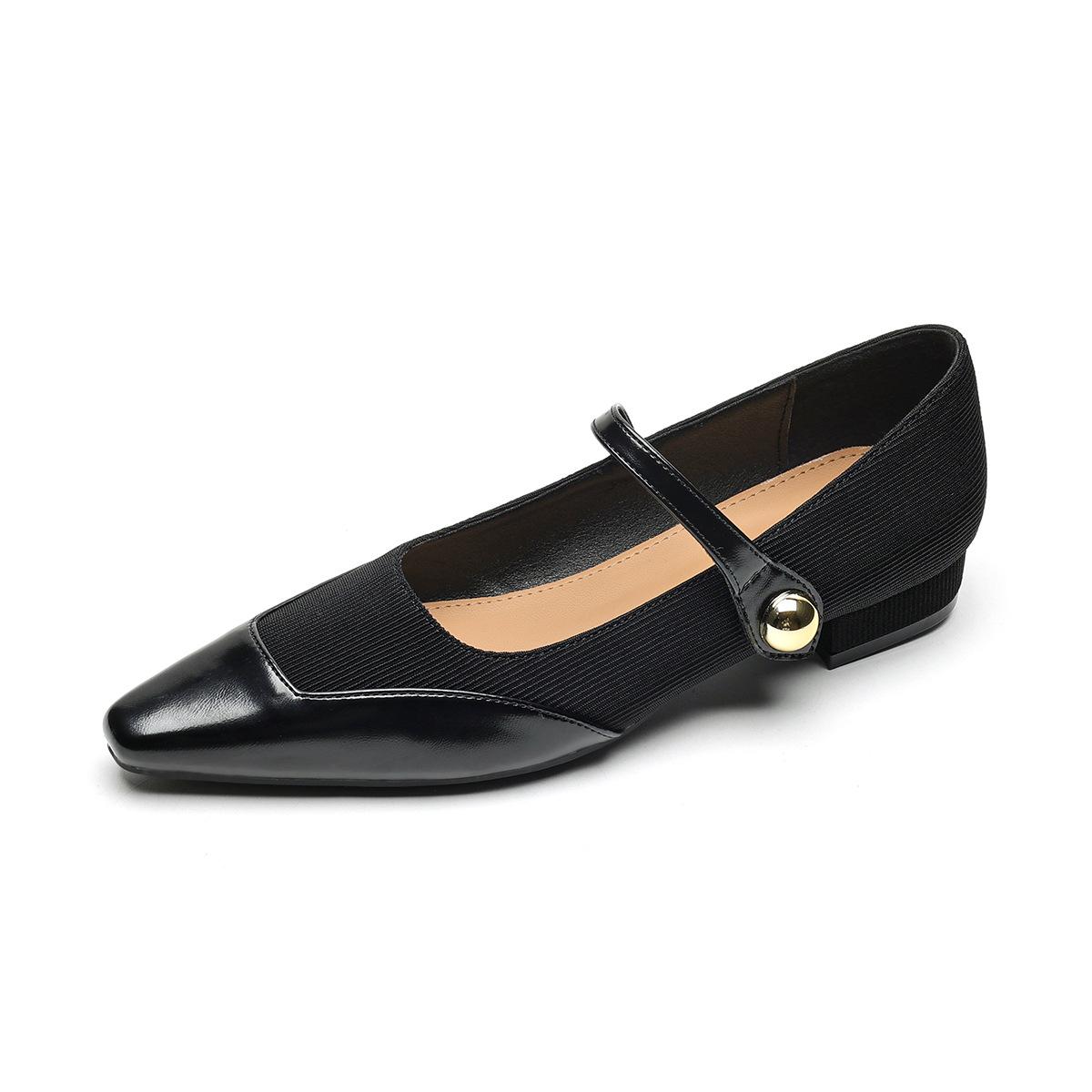 

Weiwei Girl 8376-2 Французские одинарные туфли женские легкие на низком каблуке ретро вечерние туфли с Мэри Джейн для женщин 43 чёрный