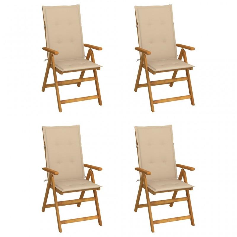 Day and Night - Day and Night Reclining Garden Chairs 4 Pcs Solid Acacia Wood Cushions