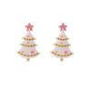 Christmas Personalized Earrings, Niche Geometric Sweet Contrasting Color Christmas Tree Earrings For Women