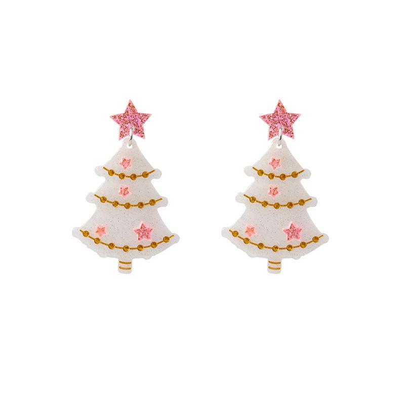 Christmas Personalized Earrings, Niche Geometric Sweet Contrasting Color Christmas Tree Earrings For Women