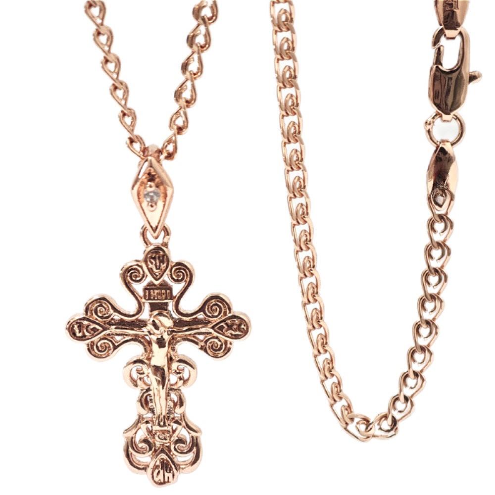 Hollow Cross Jesus Pendant Rose Gold Color Necklace Women's Color-preserving Jewelry