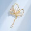 French Light Luxury Butterfly Brooch with Cat's Eye Tassel for Suits