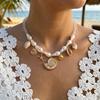 Colier pandantiv scoică conchă și stea de mare acrilic pentru femei bărbați Baroque Perle imitate Cristal Cusut Mărgele Guler Colier Bijuterii de vară