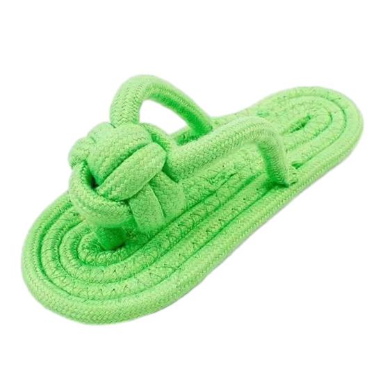 

Rope Flip-Flop Pet Toy Cotton Rope Dog Chew Toy Slipper Shape Puppy Teething Toy зелений