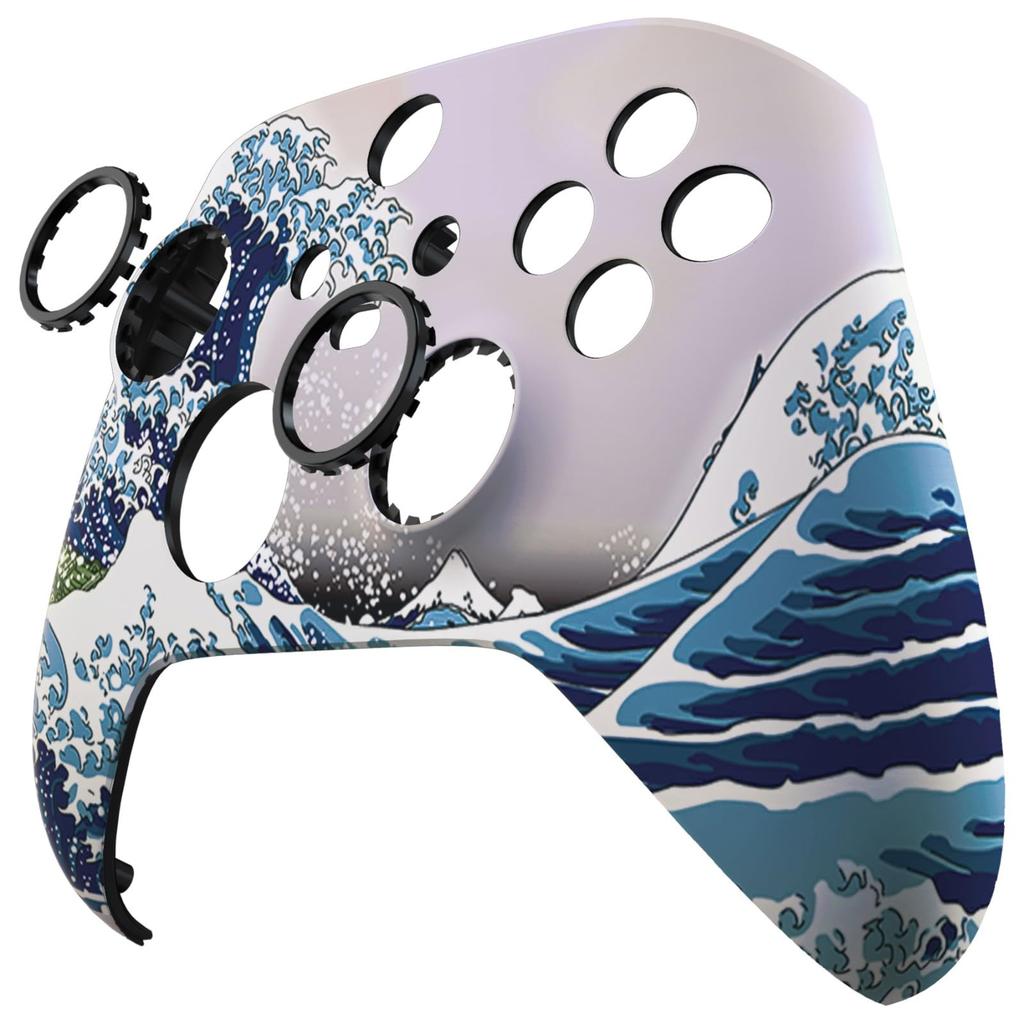 eXtremeRate Replacement Face Shell with ASR Version Custom Front Cover Faceplate for Xbox Core and Xbox Series X S Great Ring, & [The Wave]