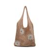 New Casual Vacation Tote Bag Flower Bag Knitted Bag Mesh Hollow Shoulder Bag Women's Tide