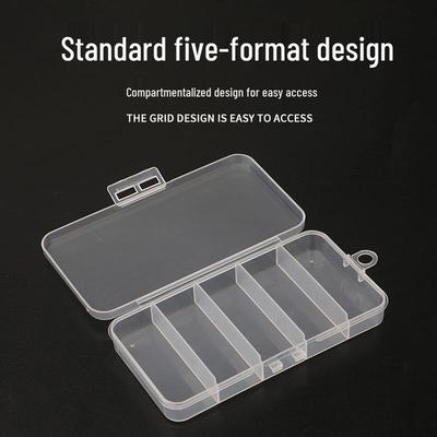 Transparent 5-Compartment Fishing Gear Lure Box for Baits and Hooks