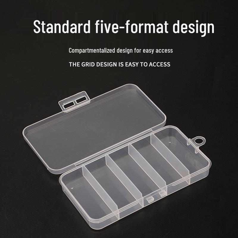 

Прозора 5-секційна коробка для рибальських приманок і гачків Small 5-Compartment