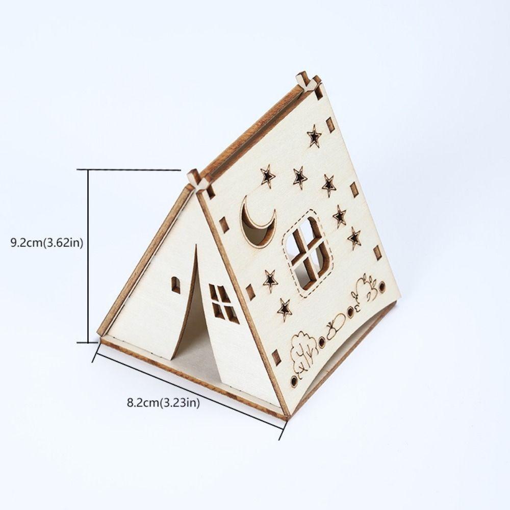 Moon Star Miniature Tent Prop Wood Mini Wooden House Creative Micro Landscape Decoration  Gift